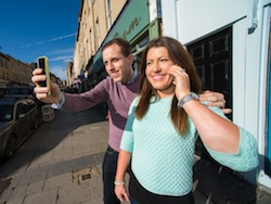 Colliers campaign for pop-up shops in Park Street. Pictured here are Colliers surveyors Dan Johnstone and Gemma Daly in Park Street