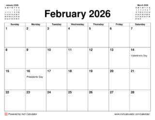 An Overview of the February 2026 Calendar