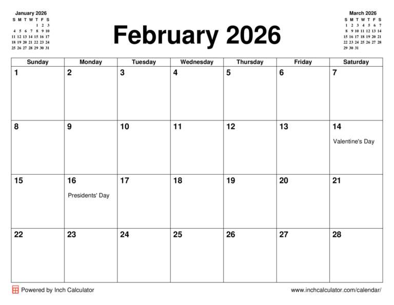 An Overview of the February 2026 Calendar