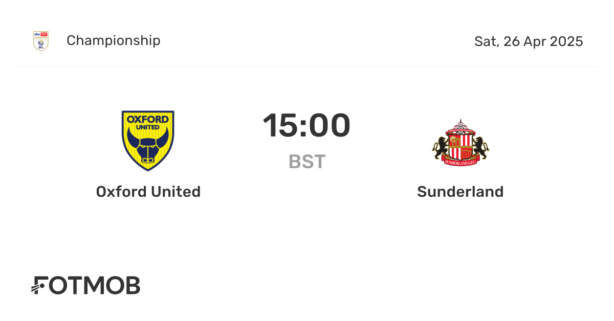 Oxford United vs Sunderland: Match Overview and Highlights