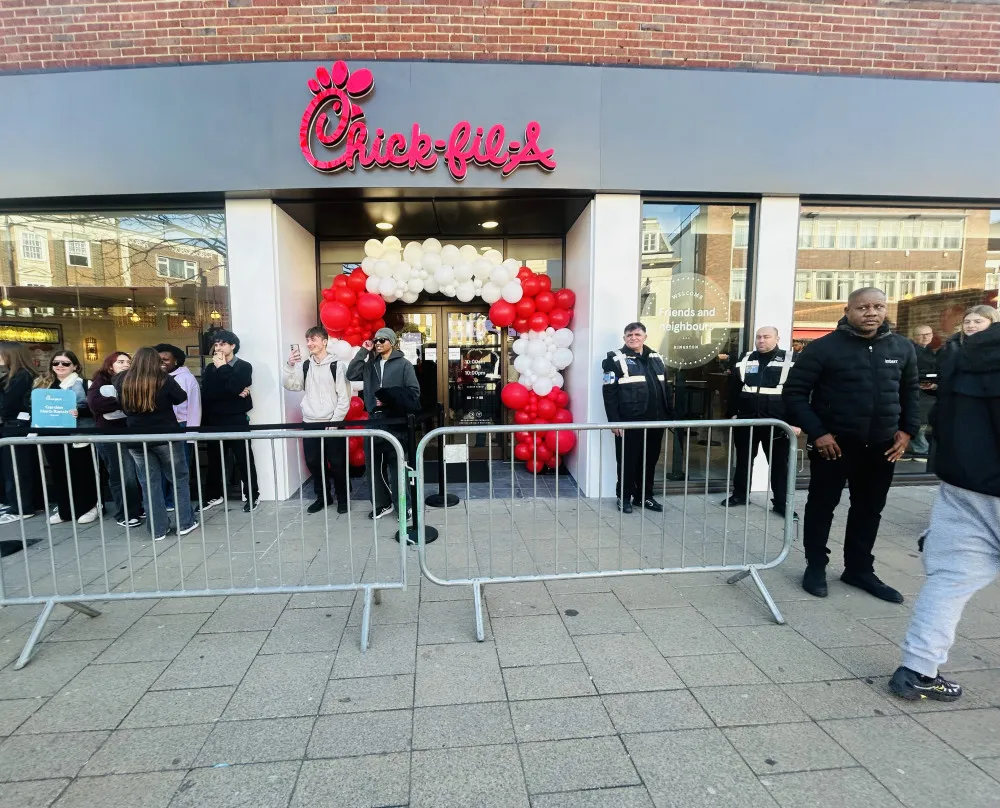 Chick fil a opens in Kingston upon Thames amid protests