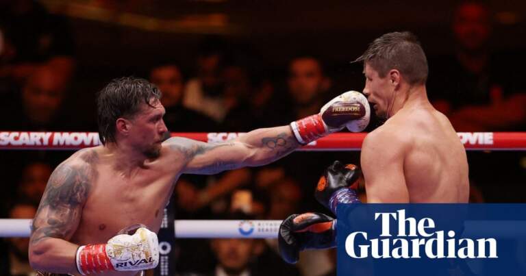 Oleksandr Usyk retains heavyweight titles with late stoppage against Rico Verhoeven