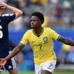 Japan’s Sano scores against Brazil in World Cup last 32 match