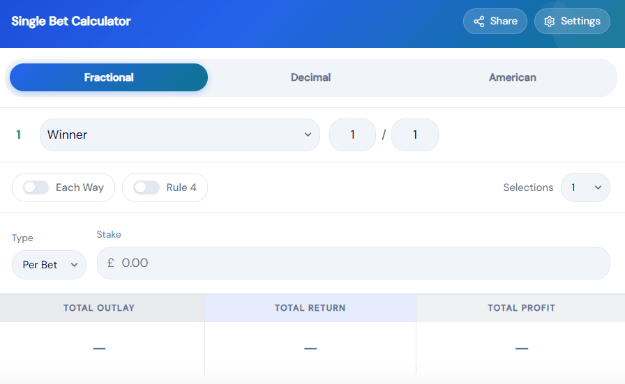 Single bet calculator guide: odds and returns