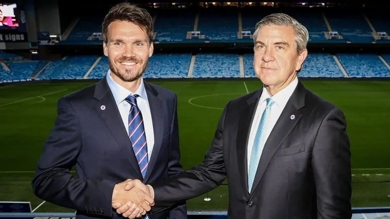 GLASGOW, SCOTLAND - OCTOBER 21: Danny Rohl is unveiled as the new Head Coach of Rangers Football Club alongside Rangers Chairman Andrew Cavenagh at Ibrox Stadium, on October 21, 2025, in Glasgow, Scotland. (Photo by Alan Harvey / SNS Group)