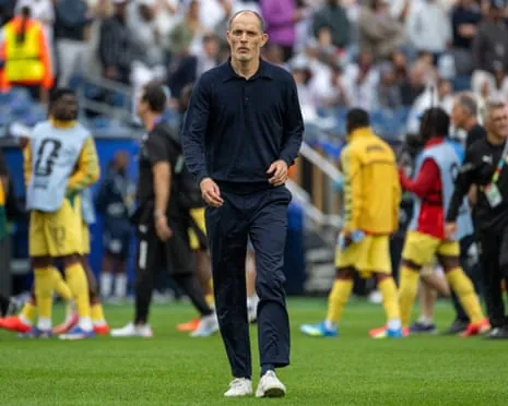 England head coach Thomas Tuchel walks off the field after the goalless draw with Ghana
