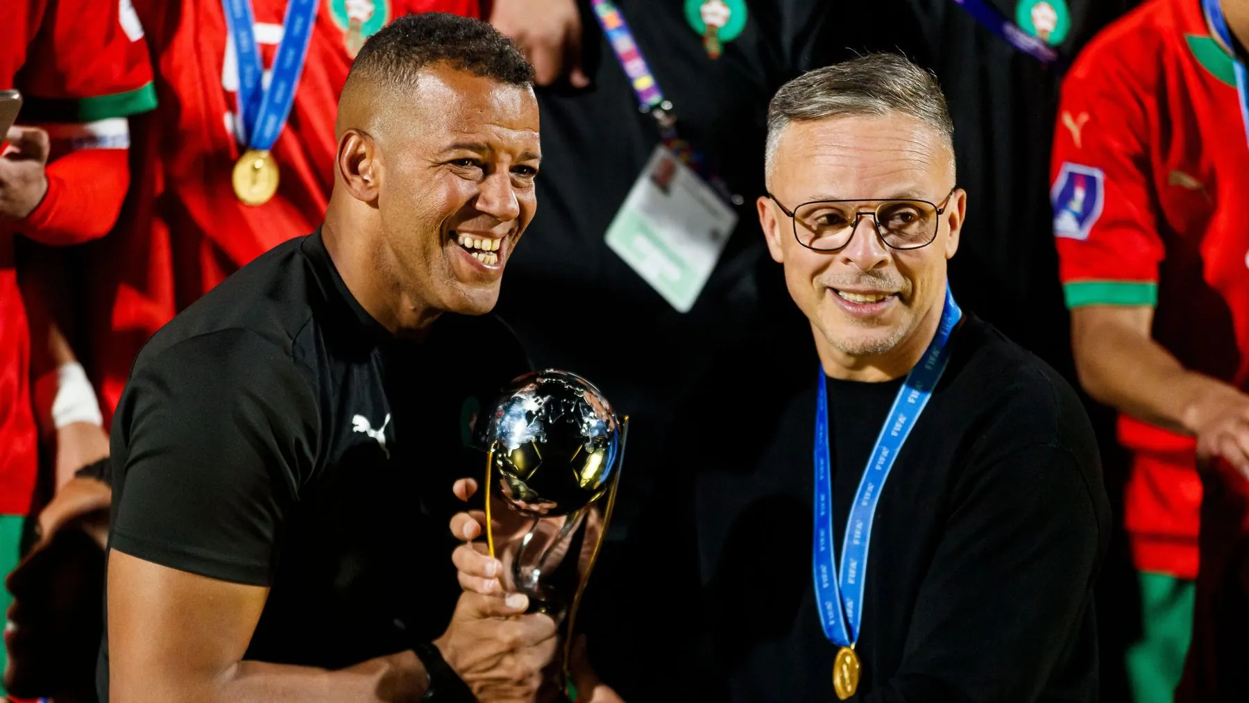 Morocco Head Coach Mohamed Ouahbi during the FIFA U20 World Cup Chile 2025 final match between Argentina and Morocco.