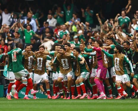 Mexico’s Julian Quinones scores the opening goal.