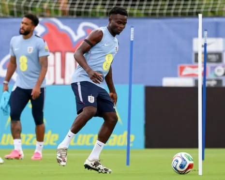 Bukayo Saka during a training session in West Palm Beach