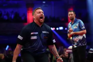 World Matchplay Darts: Luke Humphries shocked by Cameron Menzies in first round at the Winter Gardens in Blackpool
